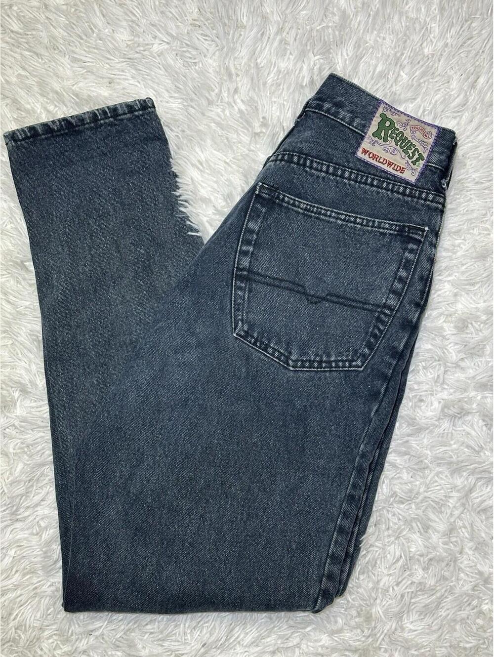 Vtg Request Jeans 26x31 100% Cotton Blue Denim Y2K Skater Grunge Hong Kong Tag